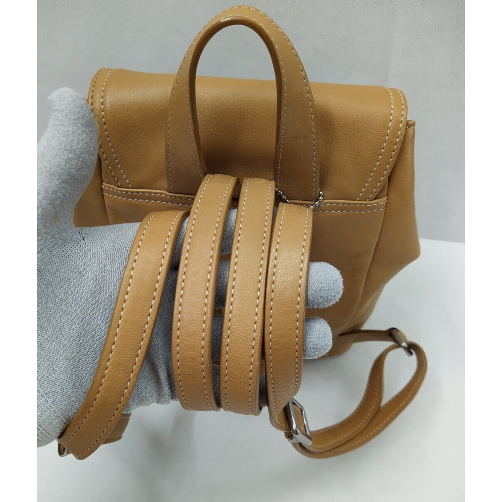 Coach Brown Tan Leather Drawstring Buckle Flap Closure Backpack - Vintage - Picture 5 of 16